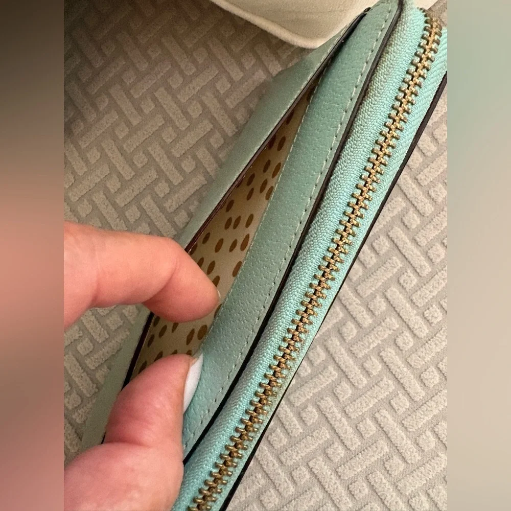 NEW KATE SPADE Smooth Leather NEDA WELLESLEY Long ZIP AROUND WALLET Tiffany Blue